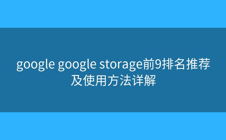 google google storage前9排名推荐及使用方法详解