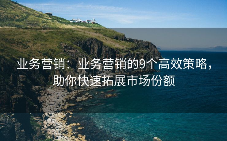 业务营销：业务营销的9个高效策略，助你快速拓展市场份额