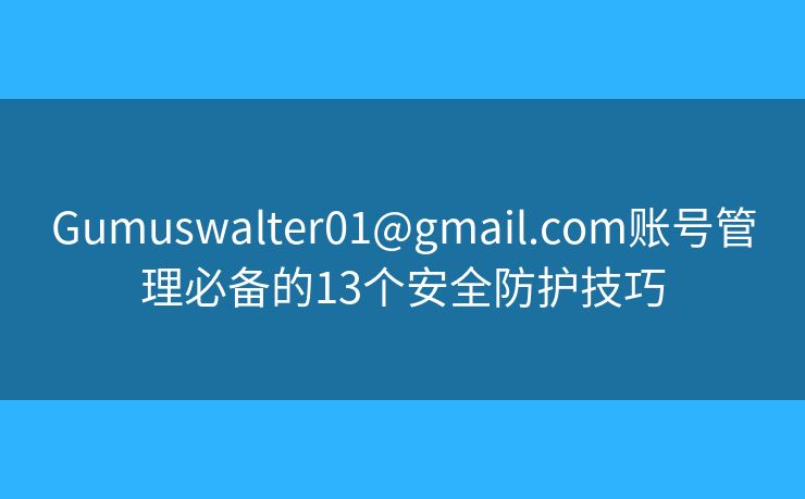 Gumuswalter01@gmail.com账号管理必备的13个安全防护技巧